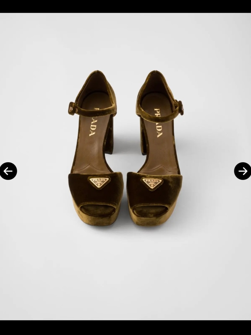 Prada Olive Velvet Platform Block Heel Sandals - Picture 1 of 5